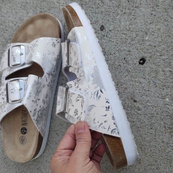 Natural Walk by Esmara Womens Floral Metallic Buckle Sandals Size 7 Comfort - Picture 10 of 15